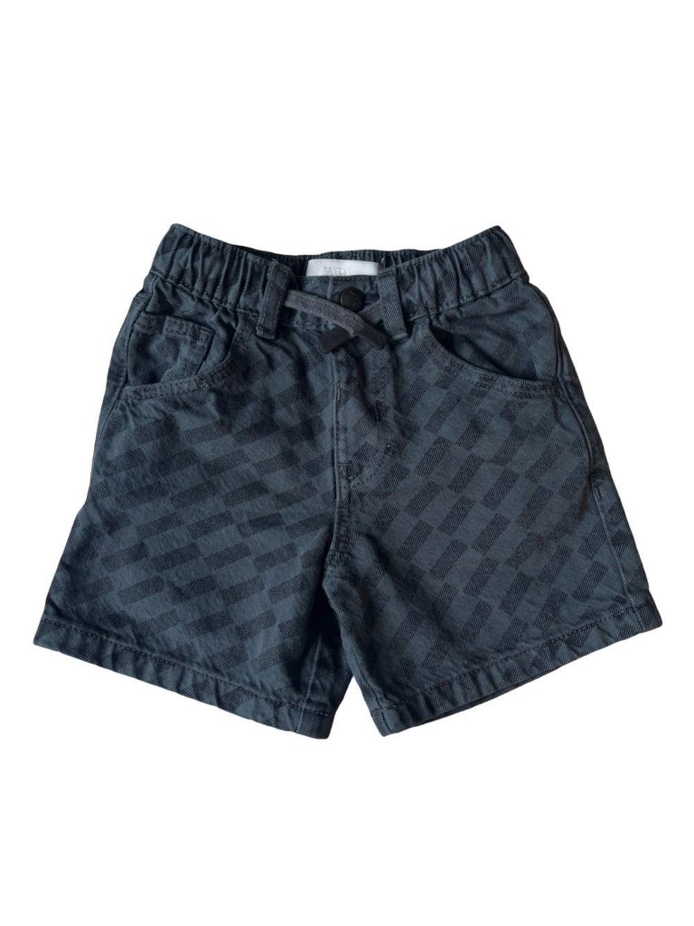 Zara kids Dark Gray Check Pattern Denim Shorts